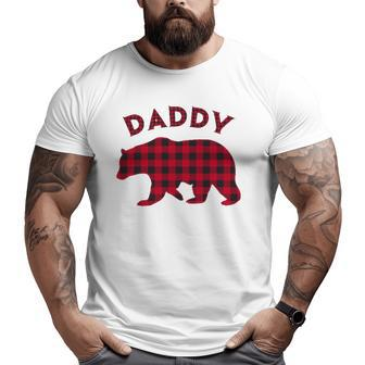 Mens Daddy Bear Red Plaid Christmas Buffalo Pajama Big and Tall Men T-shirt | Mazezy