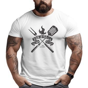 Mens Dad's Grill The Man The Meat The Legend Bbq Meme Big and Tall Men T-shirt | Mazezy