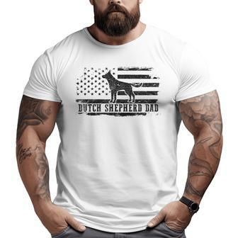 Mens Dutch Shepherd Dad Distressed American Flag Patriotic Dog Big and Tall Men T-shirt | Mazezy