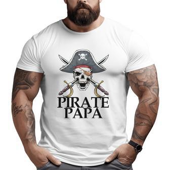 Mens Pirate Papa Captain Sword Halloween Big and Tall Men T-shirt | Mazezy