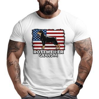 Mens Rottweiler Grandpa American Flag Big and Tall Men T-shirt | Mazezy
