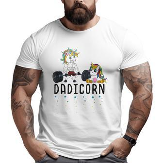 Mens White Dadicorn Unicorn Dad Fitness Gym Weightlifting Big and Tall Men T-shirt | Mazezy