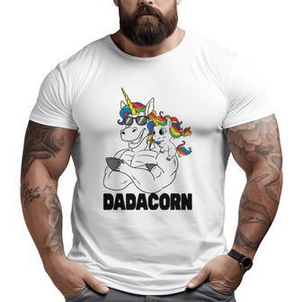 Muscle Unicorn Dad Baby Daughter Shoulder Sitting Dadacorn Big and Tall Men T-shirt | Mazezy