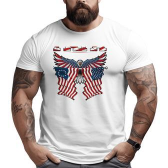 Papa American Flag Eagle Father's Day Big and Tall Men T-shirt | Mazezy