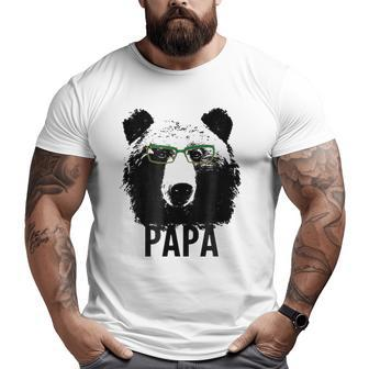 Papa Bear Grizzly Bear With Glasses Dad Daddy Bears Big and Tall Men T-shirt | Mazezy