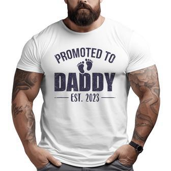 Promoted To Daddy Est 2023 For Dad New Baby Big and Tall Men T-shirt | Mazezy