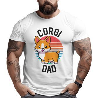 Retro Corgi Dad For Men Father Vintage Dog Papa Big and Tall Men T-shirt | Mazezy
