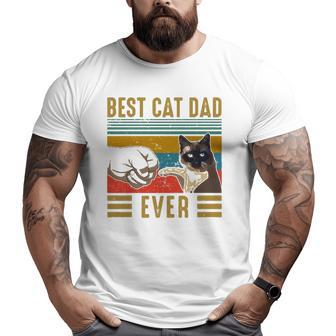 Retro Vintage Best Cat Dad Ever Fathers Day Siamese Cat Big and Tall Men T-shirt | Mazezy