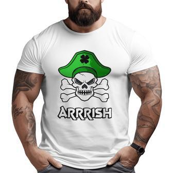 St Patrick's Day Candy Skull Shamrock Irish Pirate Boys Kids Big and Tall Men T-shirt | Mazezy