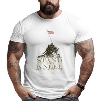 Stand For The Flag Kneel For The Fallen Patriotic Big and Tall Men T-shirt | Mazezy