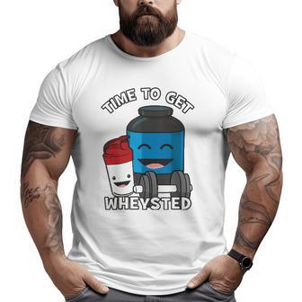 Time To Get Wheysted Protein Shake Cartoon Gym Tank Top Big and Tall Men T-shirt | Mazezy