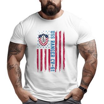 Uss Ranger Cv 61 American Flag Aircraft Carrier Veterans Day Big and Tall Men T-shirt | Mazezy UK