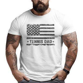 Vintage Tennis Dad America Us Flag Patriot Big and Tall Men T-shirt | Mazezy DE