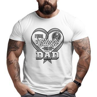 I Wear Silver For My Dad Gray Ribbon Degenerative Disorder Big and Tall Men T-shirt | Mazezy