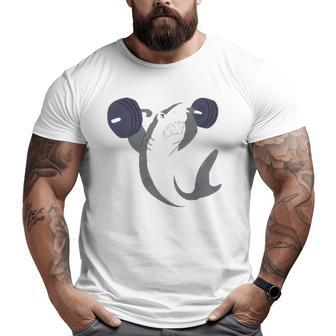 Weightlifing Shark Barbell Workout Gym Weightlifter Big and Tall Men T-shirt | Mazezy