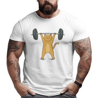Weightlifting Cat Barbell Fitness Lovers Big and Tall Men T-shirt | Mazezy