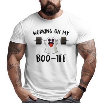 Working On My Boo Halloween Ghost Workout Gym Big and Tall Men T-shirt | Mazezy