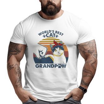 World's Best Cat Grandpaw Vintage Grandpa Cat Lover Big and Tall Men T-shirt | Mazezy