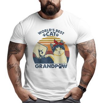 World's Best Cat Grandpaw Vintage Grandpa Cat Lover Big and Tall Men T-shirt | Mazezy