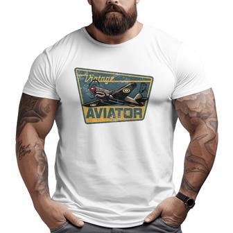 Ww2 Vintage Aviator Airplane Aircraft Pilot P40 Warhawk Big and Tall Men T-shirt | Mazezy