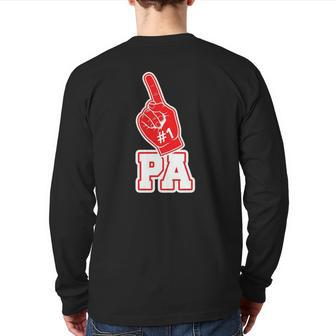 1 Pa Number One Foam Finger Father Tee Back Print Long Sleeve T-shirt | Mazezy