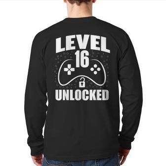 16Th Birthday Gaming Gamer 16 Years Old Bday Back Print Long Sleeve T-shirt - Monsterry