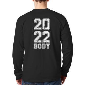 2022 Body New Year Resolution Retro Gym Fitness Motivation Raglan Baseball Tee Back Print Long Sleeve T-shirt | Mazezy