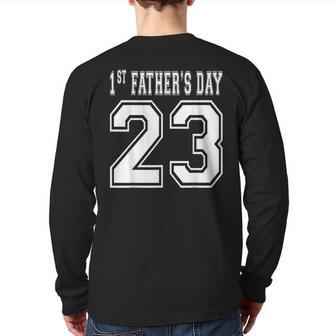 2023 New Dad Papa My First Father's Day Football Back Print Long Sleeve T-shirt | Mazezy