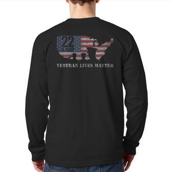 22 A Day Shirt Military Veteran Ptsd Awareness Back Print Long Sleeve T-shirt | Mazezy
