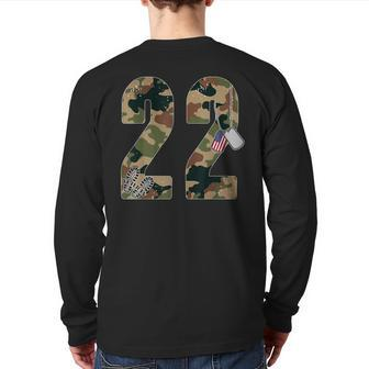 22 A Day Veteran Military Veteran Ptsd Awareness Idea Back Print Long Sleeve T-shirt | Mazezy