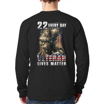 22 Every Day Veteran Lives Matter Military Suicide Awareness Back Print Long Sleeve T-shirt | Mazezy