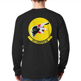 27Th Fighter Squadron Langley Fighter F-22 Military Patch Back Print Long Sleeve T-shirt - Monsterry UK