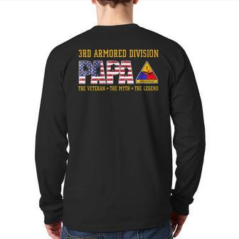 3Rd Armored Division Papa The Veteran The Legend Back Print Long Sleeve T-shirt | Mazezy
