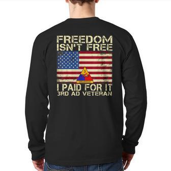 3Rd Armored Division Veteran Freedom Isn't Free Back Print Long Sleeve T-shirt | Mazezy