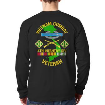 4Th Infantry Division Vietnam Combat Veteran Back Print Long Sleeve T-shirt | Mazezy
