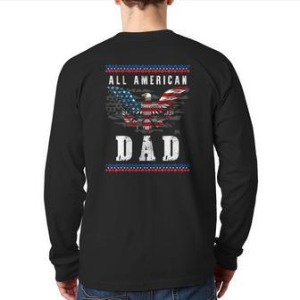4Th Of July American Flag Dad Back Print Long Sleeve T-shirt | Mazezy