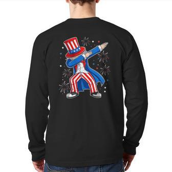 4Th Of July Dabbing Uncle Sam Costume Patriotic Back Print Long Sleeve T-shirt | Mazezy
