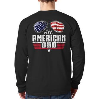 4Th Of July Family Matching All American Dad American Flag Back Print Long Sleeve T-shirt | Mazezy