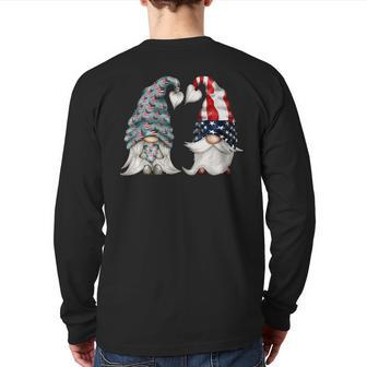 4Th Of July Gnomies For Proud Veteran Two Patriotic Gnomes Back Print Long Sleeve T-shirt | Mazezy