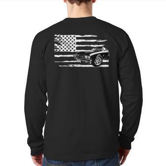 4Th July Muscle Car American Flag Back Print Long Sleeve T-shirt | Mazezy