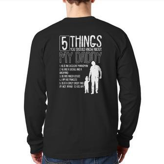 5 Things You Should Know About My Dad Fathers Day Papa Daddy Back Print Long Sleeve T-shirt | Mazezy