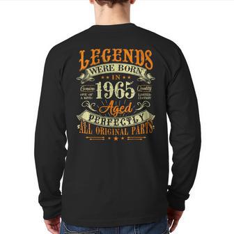 58Th Birthday 58 Years Old Vintage Legends Born In 1965 Back Print Long Sleeve T-shirt - Monsterry AU