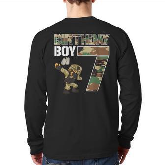 7 Year Old Boy Military Army 7Th Birthday Boy Back Print Long Sleeve T-shirt - Monsterry