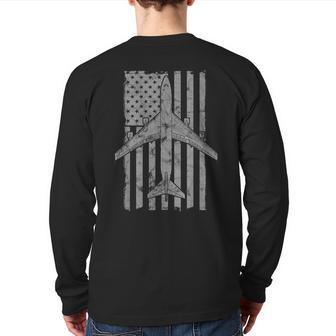 747 Jumbo Jet Airliner Vintage Flag Pilot Back Print Long Sleeve T-shirt - Monsterry CA