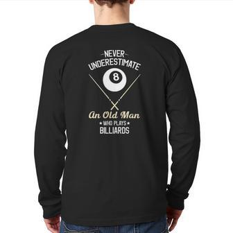 8 Ball Pool Billiards Player Lover Dad Back Print Long Sleeve T-shirt | Mazezy