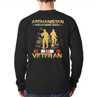 Afghanistan Veteran Proud Army Us Military Back Print Long Sleeve T-shirt | Mazezy DE