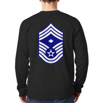 Air Force Chief Master Sergeant Military Veteran Back Print Long Sleeve T-shirt | Mazezy