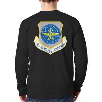 Air Force Air Mobility Command Amc Military Veteran Patch Back Print Long Sleeve T-shirt | Mazezy