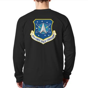 Air Force Space Command Afspc Military Veteran Insignia Back Print Long Sleeve T-shirt | Mazezy
