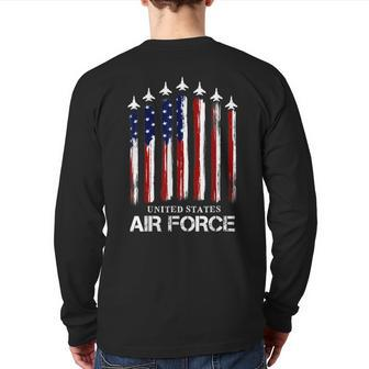 Air Force Us Veterans American Flag 4Th Of July Patriotic Back Print Long Sleeve T-shirt | Mazezy